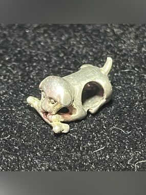 Sterling Silver Stamped Dog Bracelet Charm Fits European Charm Bracelets